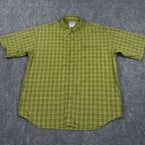 Columbia Titanium Fishing Shirt Men's XL Green Plaid Button Down Vented UPF 50